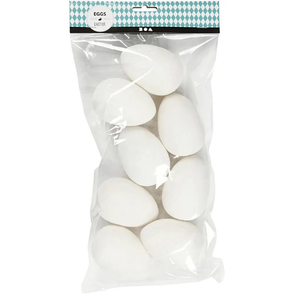 Goose Eggs, H: 8 cm, D: 5.5 cm, 8 pcs, white