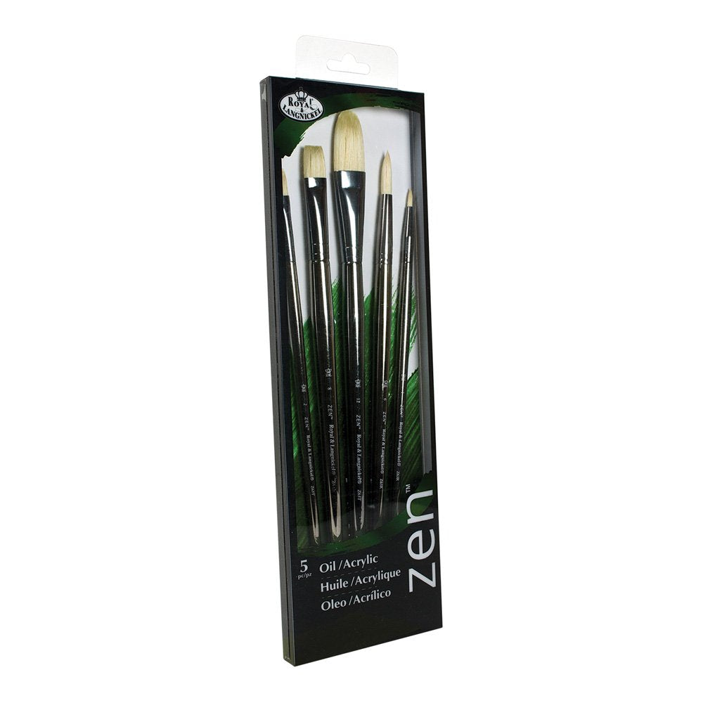 Zen 5 Piece Long Handle Flat Brush Set