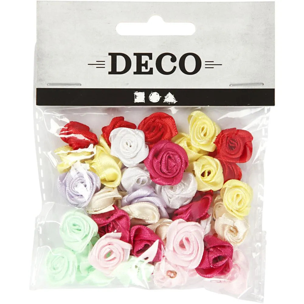 Satin Rose Embellishments - Pack of 50