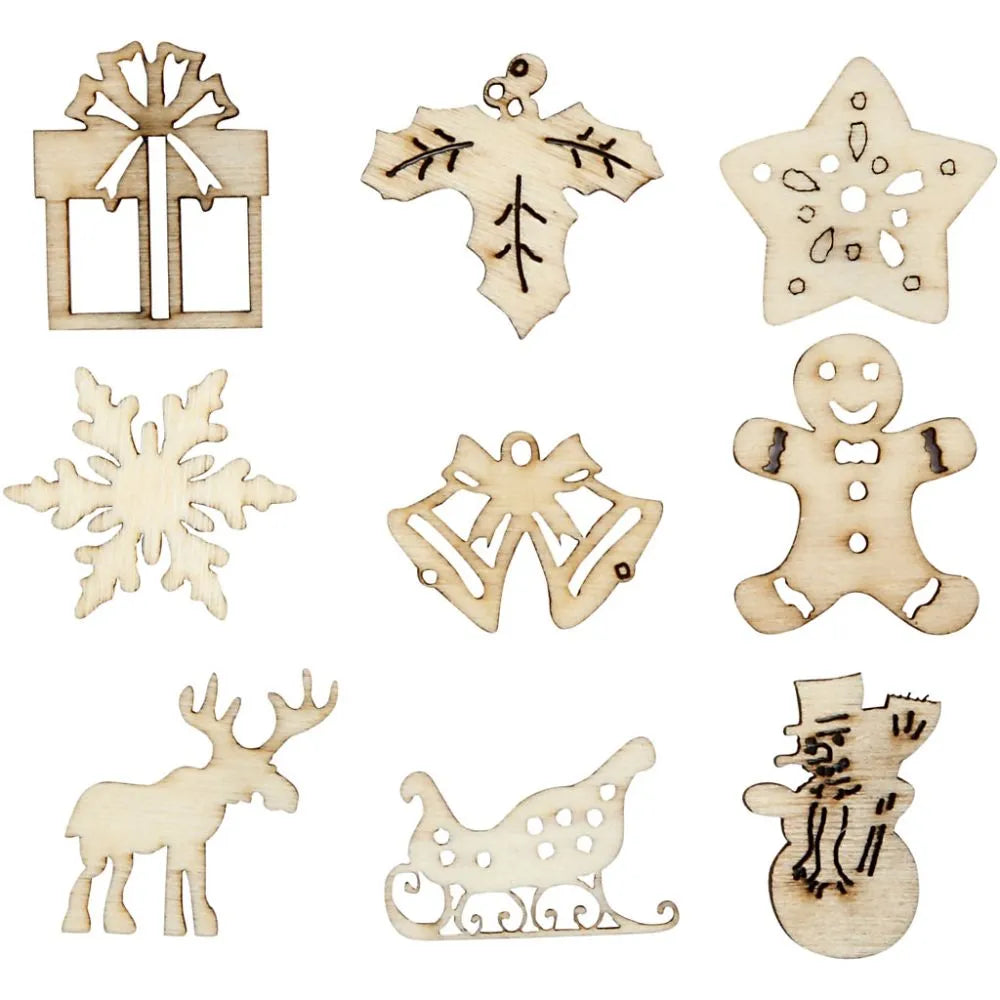 Wooden Decorations - Christmas (45 Pack)