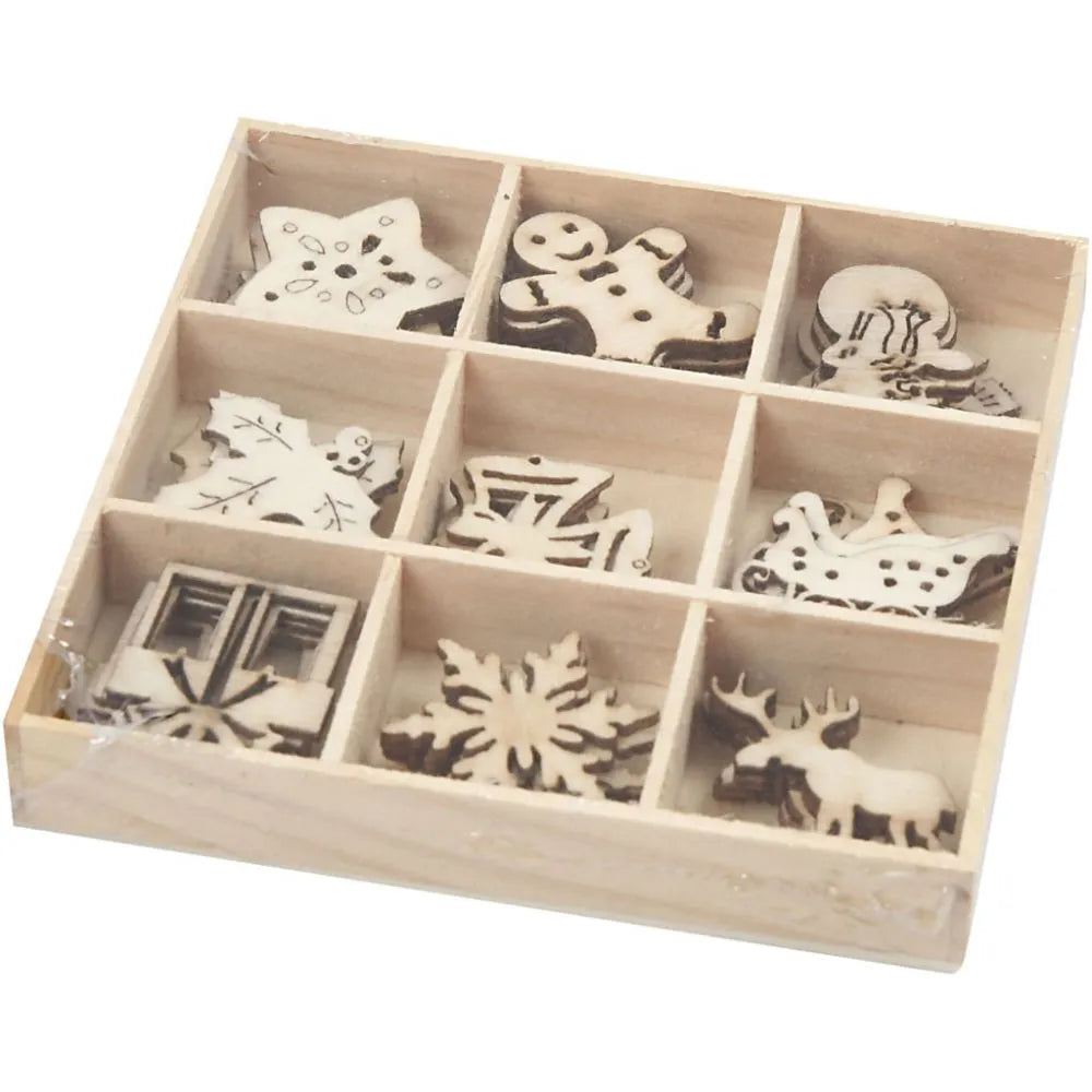 Wooden Decorations - Christmas (45 Pack)