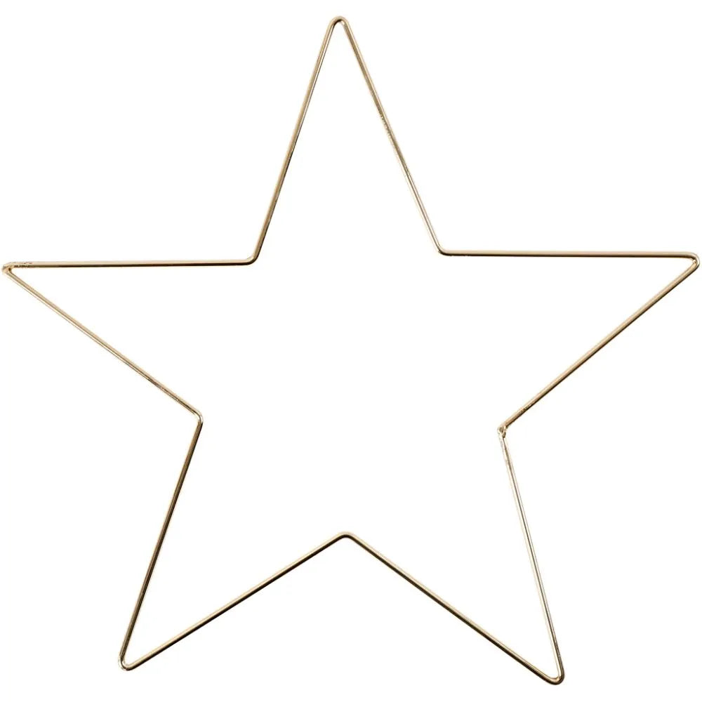 Gold Hanging Wire Wreath - Star 30cm