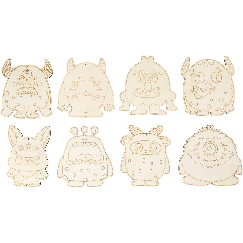Wooden Figures Monsters H:124cm Thickness 3mm (8 Pack)
