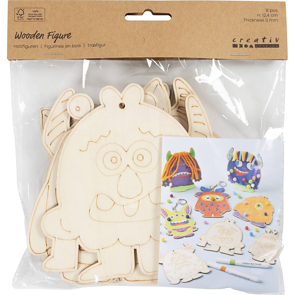 Wooden Figures Monsters H:124cm Thickness 3mm (8 Pack)