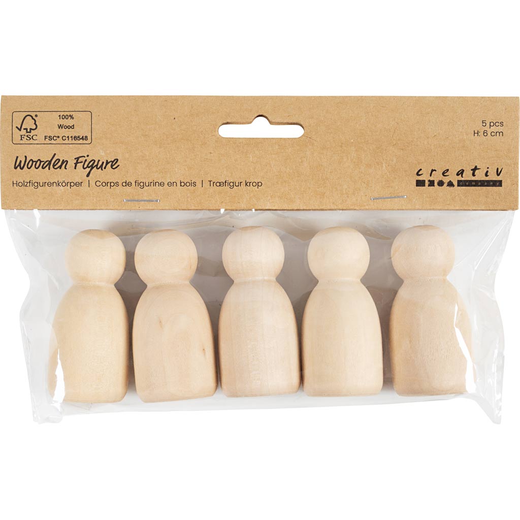 Wooden Figure Body Oval H:6cm (5 Pack)