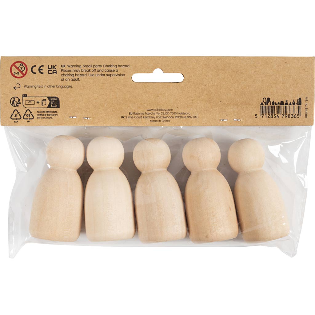 Wooden Figure Body Oval H:6cm (5 Pack)