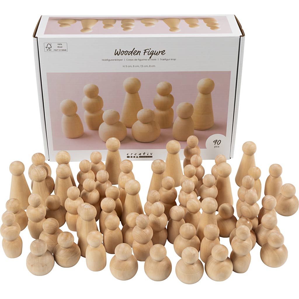 Wooden Figure Body H:5-8 cm (90 Assorted)