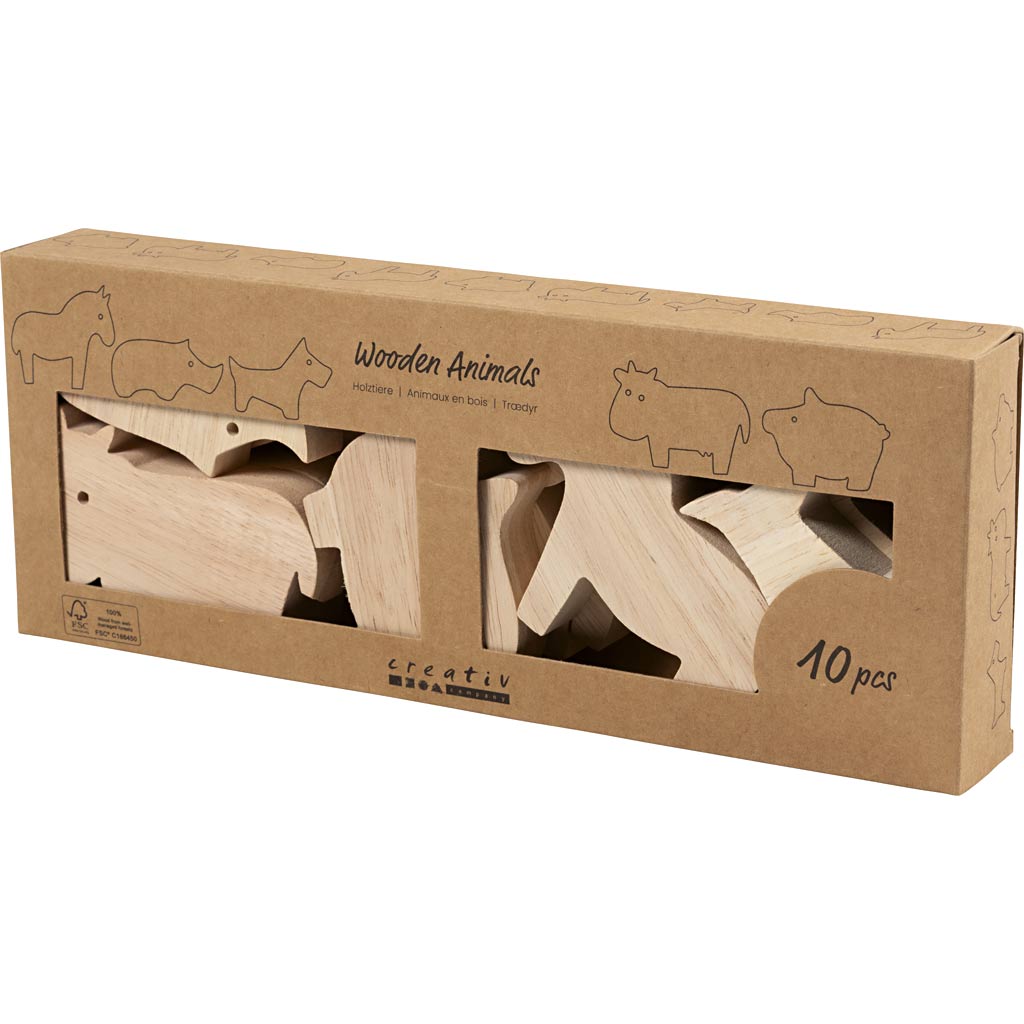 Wooden Animals - Farm H:45-87cm Thickness 2cm (10 Pack)