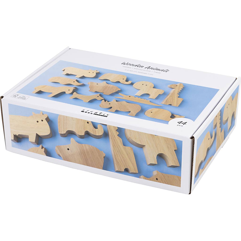 Wooden Animals - Farm and Safari 3-145cm (44 Pack)