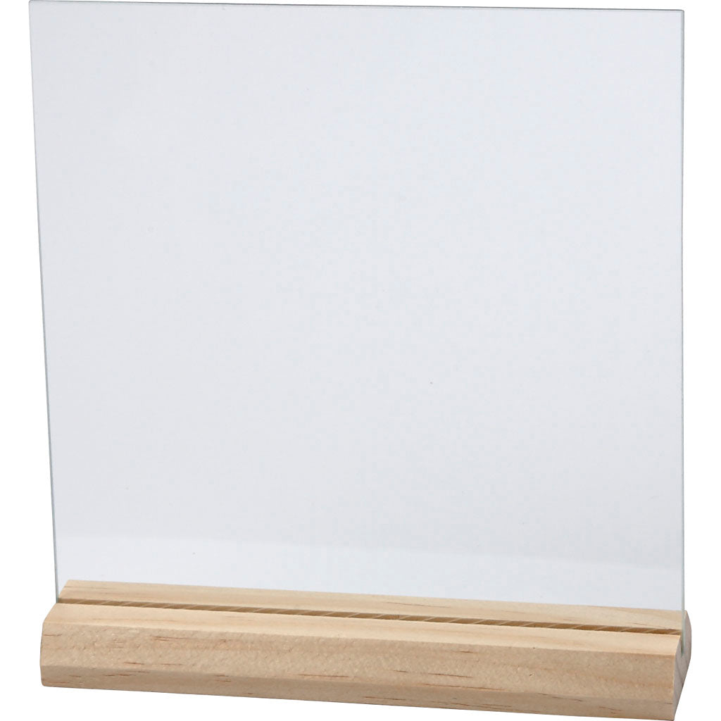 Glass Plate with Wooden Holder