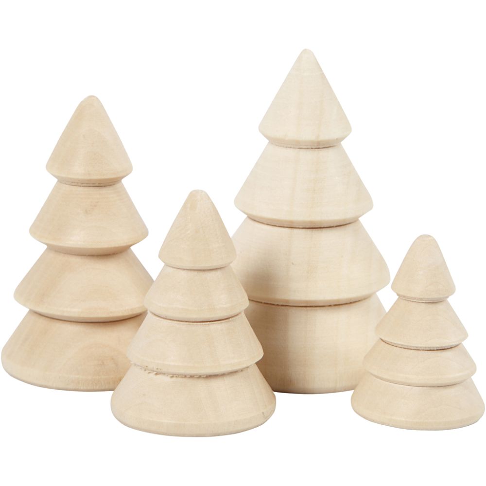 Wooden Christmas Trees (4 Pack)