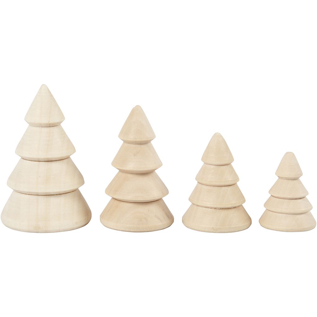 Wooden Christmas Trees (4 Pack)