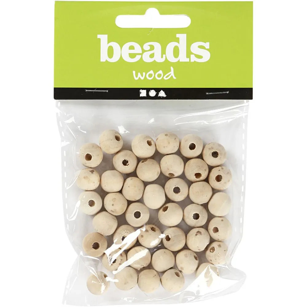 Wooden Bead, D: 10 mm, hole size 2.5 mm, 40 pcs, c