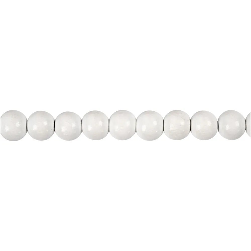 Wooden Beads - White 8mm, 15g