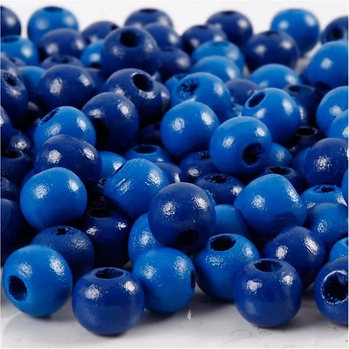 Wooden Beads Hole Size 2mm, 15g - Blue