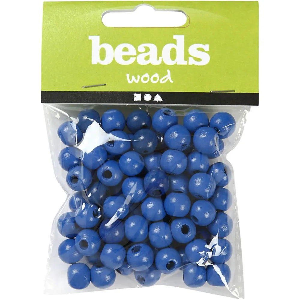 Wooden Beads Hole Size 2mm, 15g - Blue