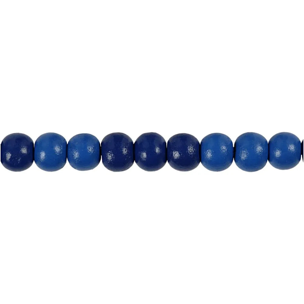 Wooden Beads Hole Size 2mm, 15g - Blue