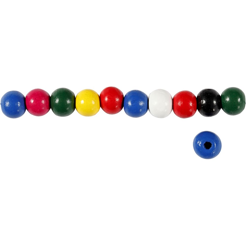 Wooden Beads Mix 15g 8mm - Assorted Colours (80 Pack)