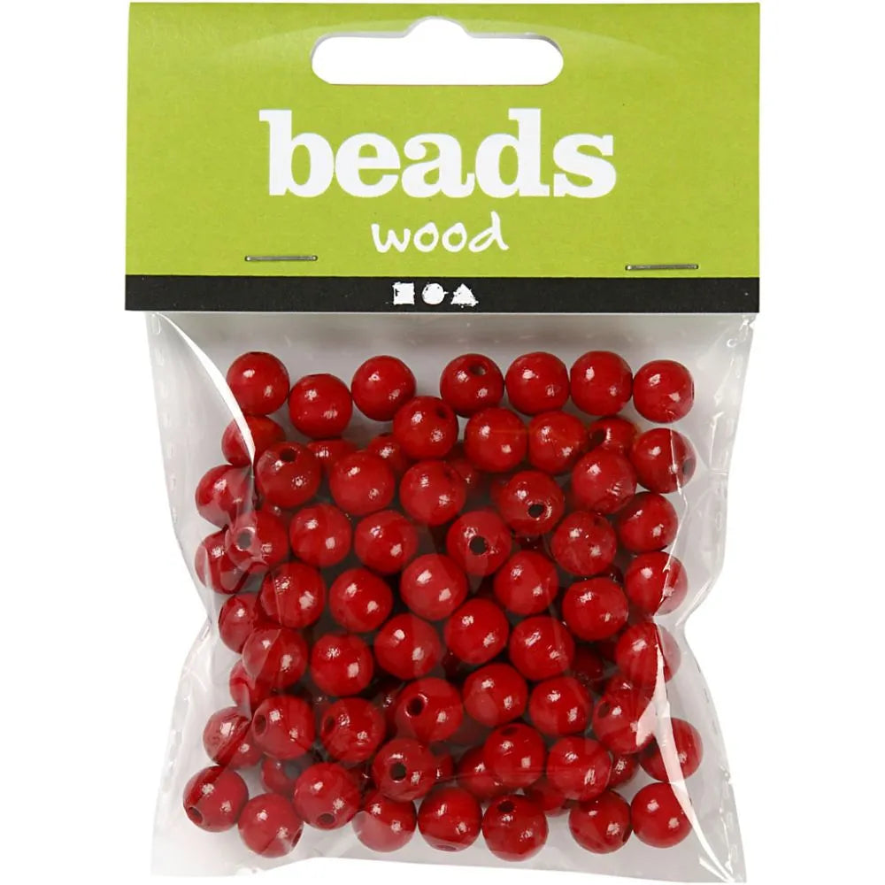 Wooden Beads - Red 10 mm