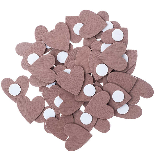 Wooden Stickers Heart 48 Pieces - Rose Gold