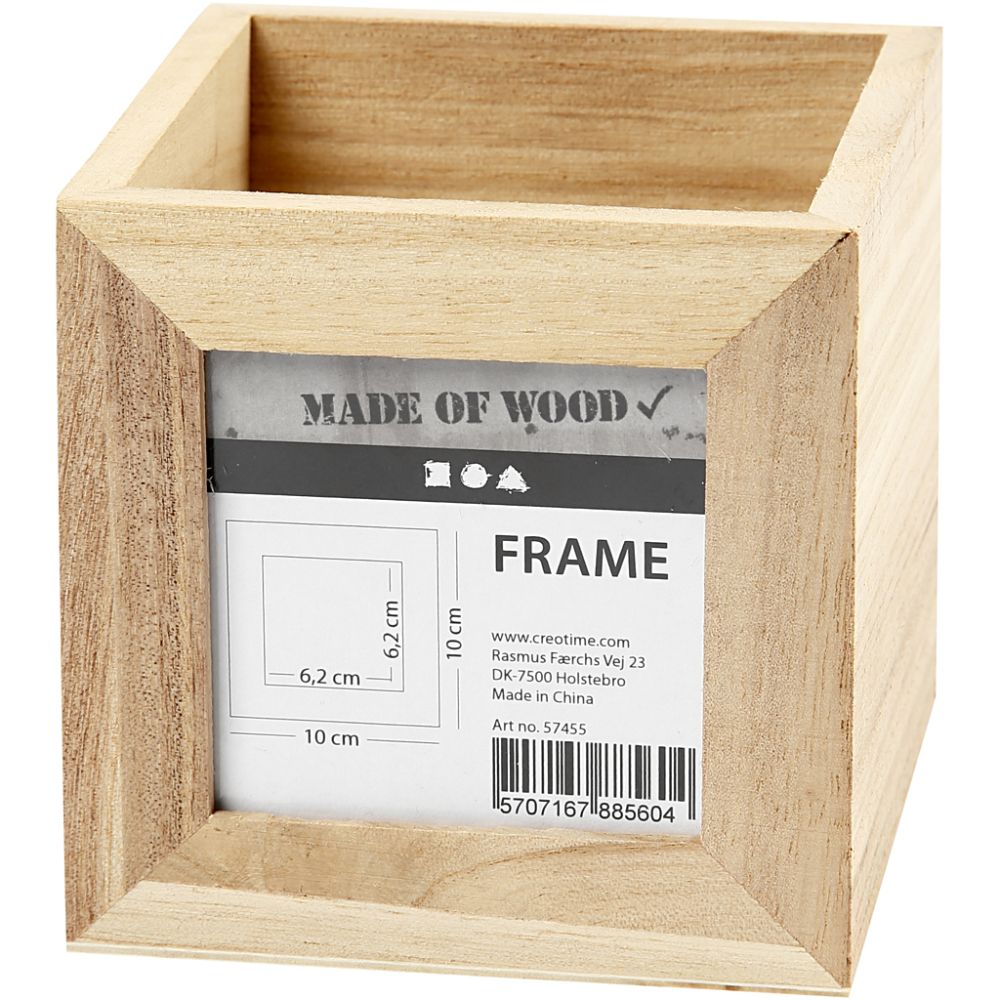 Wooden Pencil Holder with Frame 10x10x10cm