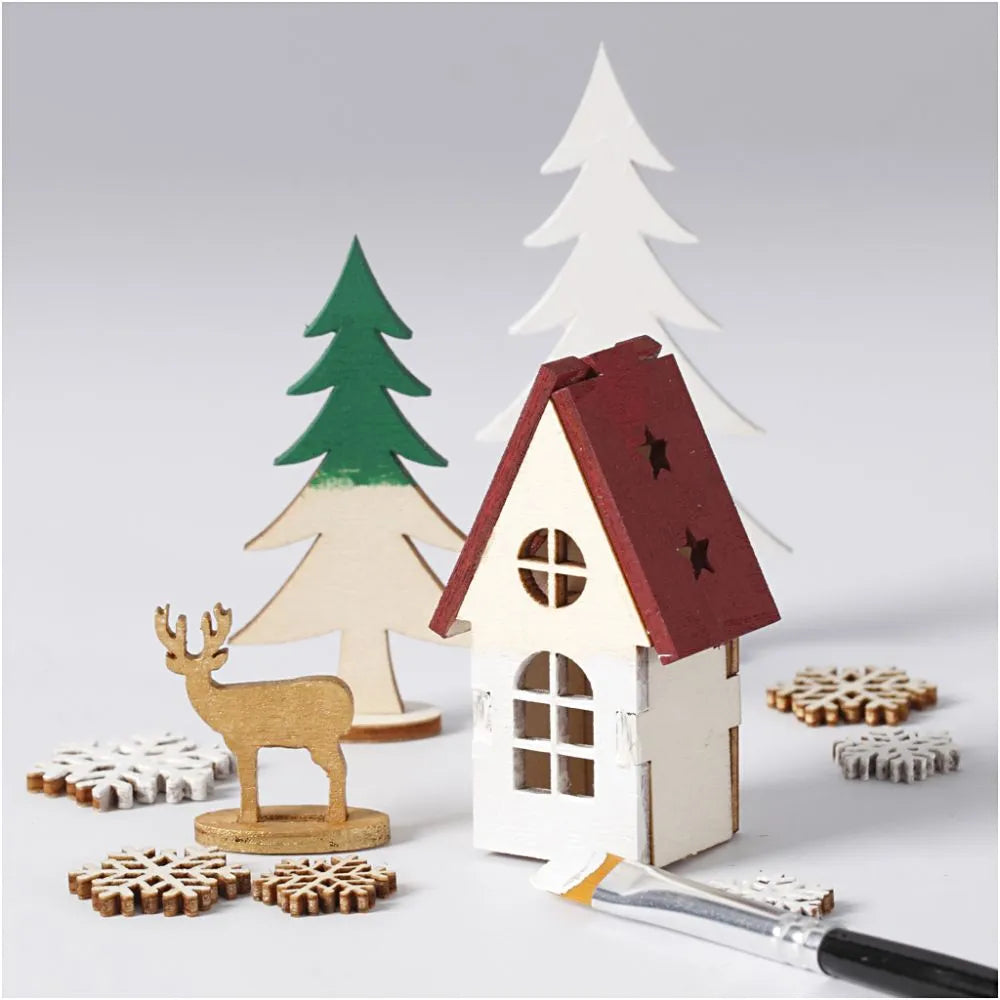 Creativ Plywood Christmas Figures - DIY House, Tree, Snowflake, Deer