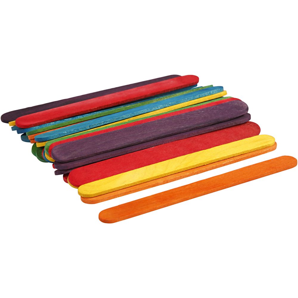 Wood Sticks 11.4cm - Assorted Colours (30 Pack)