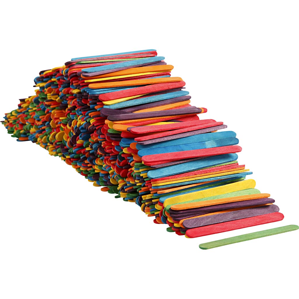 Wooden Sticks L: 11.4 cm W: 10mm - Assorted Colours (1000 Pieces)