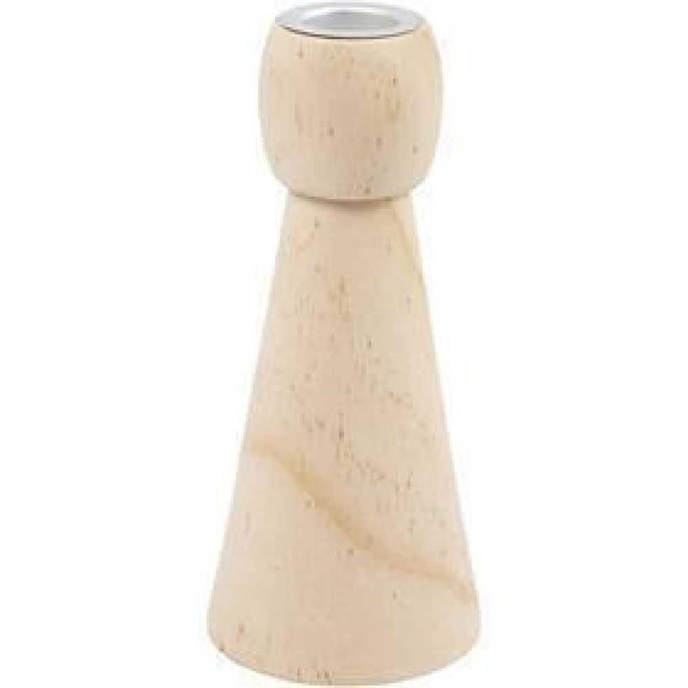 Wooden Candle Holders - H: 14.5cm Diameter 6.5cm