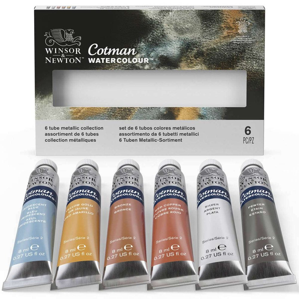 Set of Winsor & Newton Cotman Watercolour paint tubes with packaging