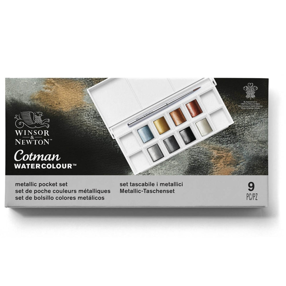 Winsor & Newton Cotman Watercolour Pocket Set - 8 Metallics