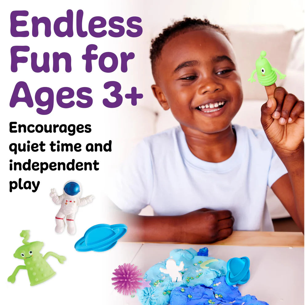 Child playing with toys, text 'Endless Fun for Ages 3+' and product images.