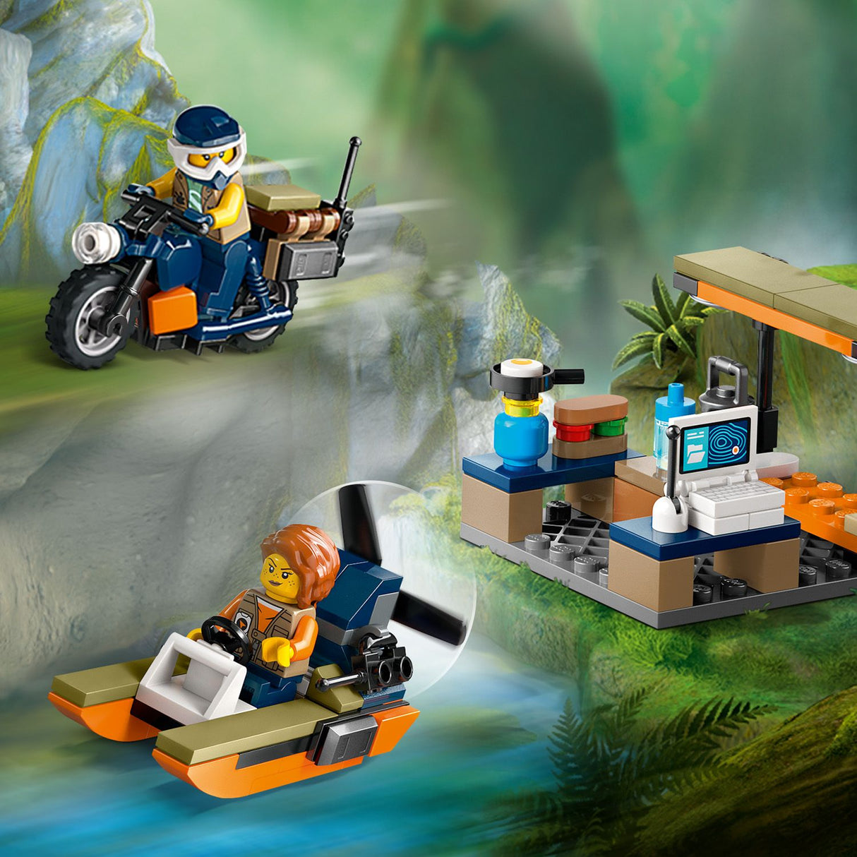 Lego City Jungle Explorer Helicopter at Base Camp