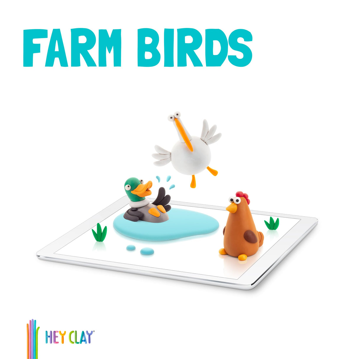 Hey Clay - Farm Birds: Duck, Goose, Hen (6 Can Set)