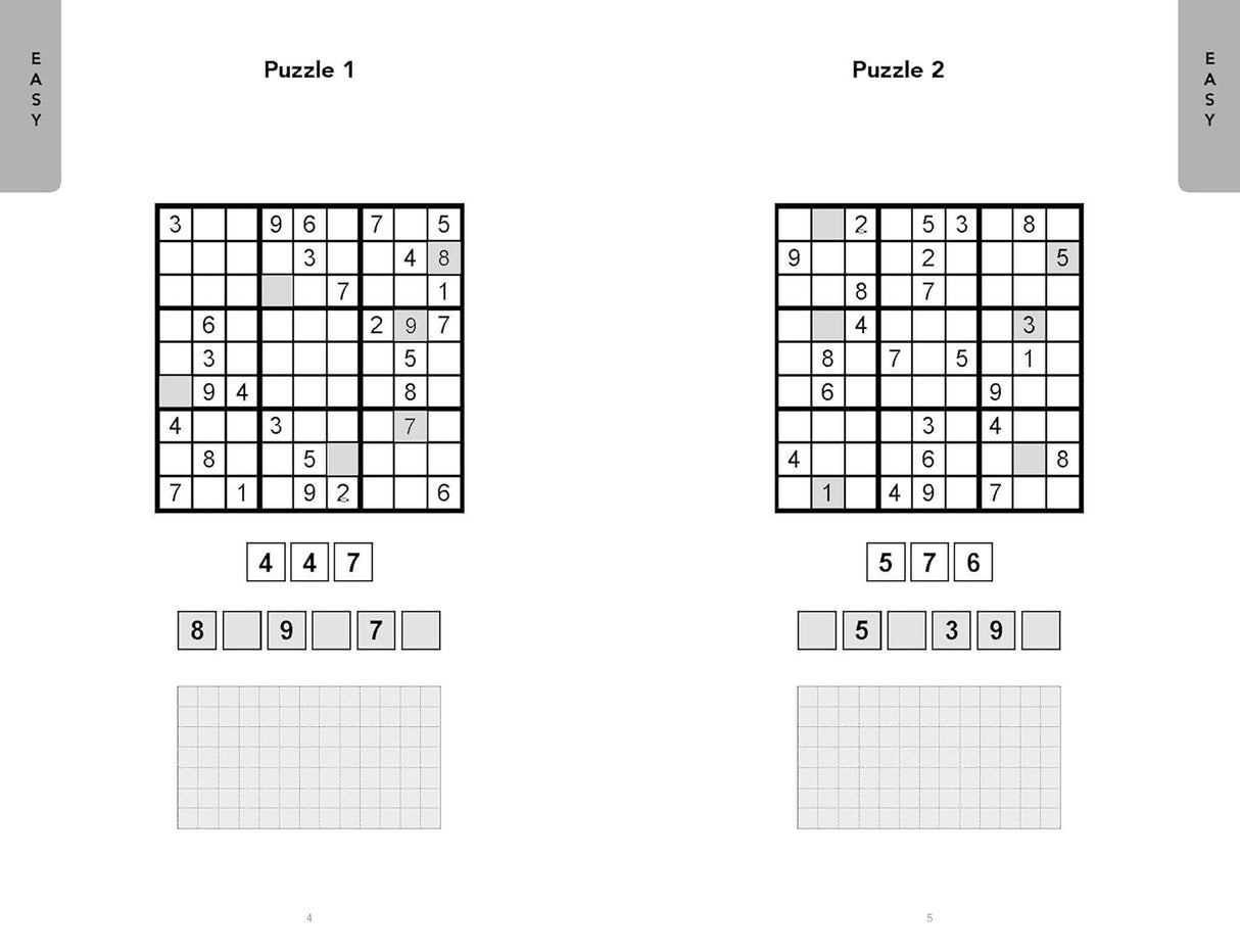 Two Sudoku puzzles labeled 'Puzzle 1' and 'Puzzle 2' with partially filled grids on a white background.