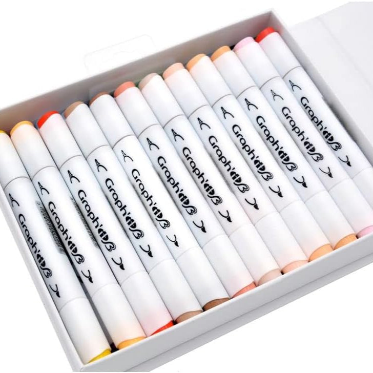GRAPH'IT Brush Dual Tip Alcohol Markers - Comics (Set of 24)