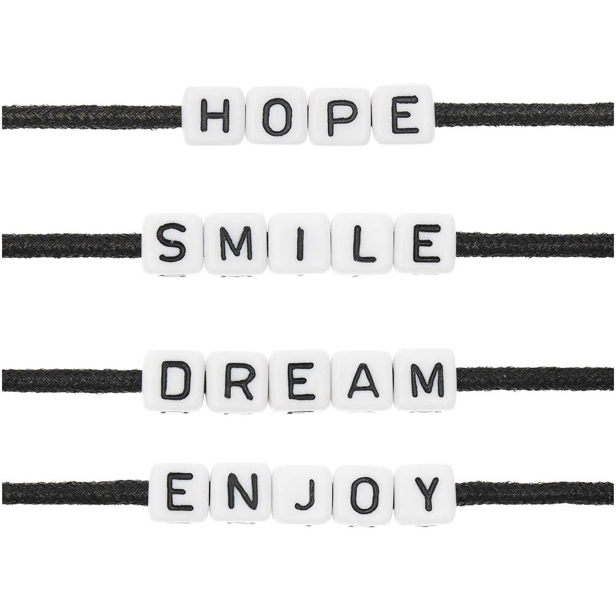 Cube Bead Set White - Hope/Smile/Dream/Enjoy