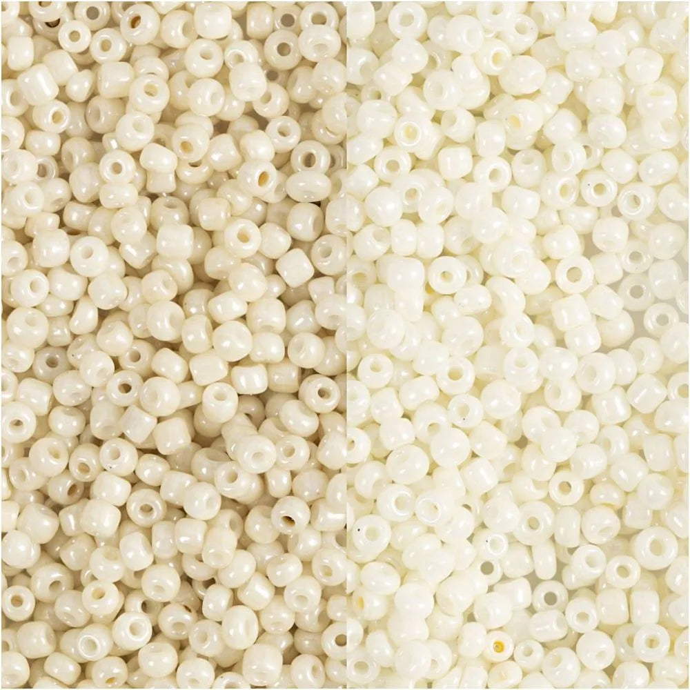 Rocaille Seed Beads, beige, mother-of-pearl