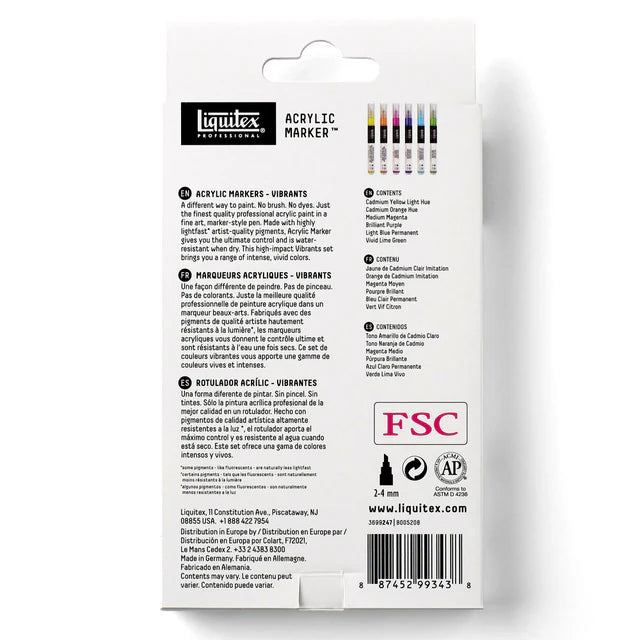 Liquitex Acrylic Markers 6x2mm Set - Vibrants