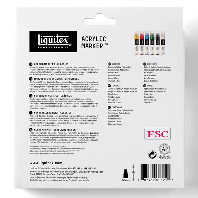 Liquitex Acrylic Marker Set 6x15mm - Classics