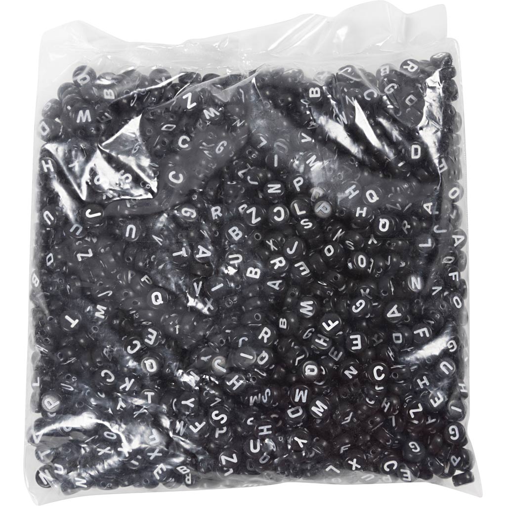 Letter Beads A–Z Dia. 7mm hole Size 12mm - Black 165g