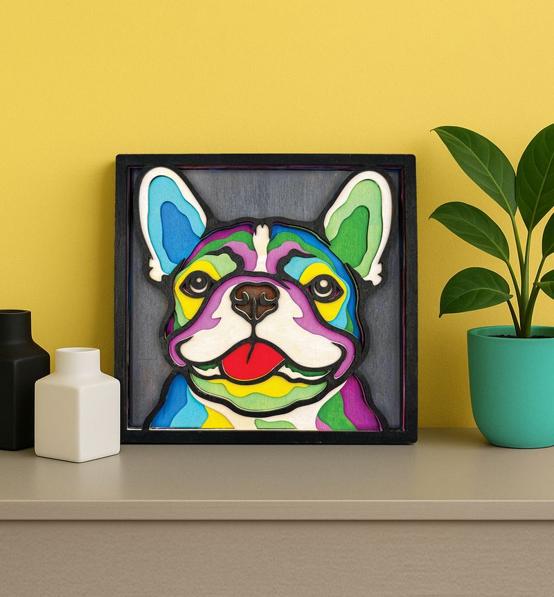 Splat Planet Wood Art Kit - French Bulldog