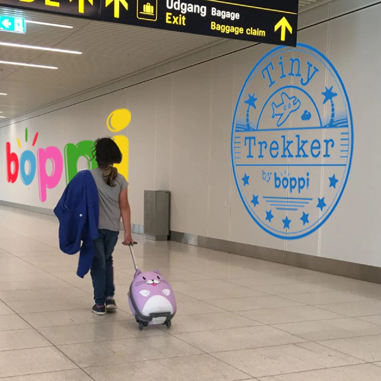 Boppi Tiny Trekker Kids Luggage Travel Suitcase Carry On Purple Cat