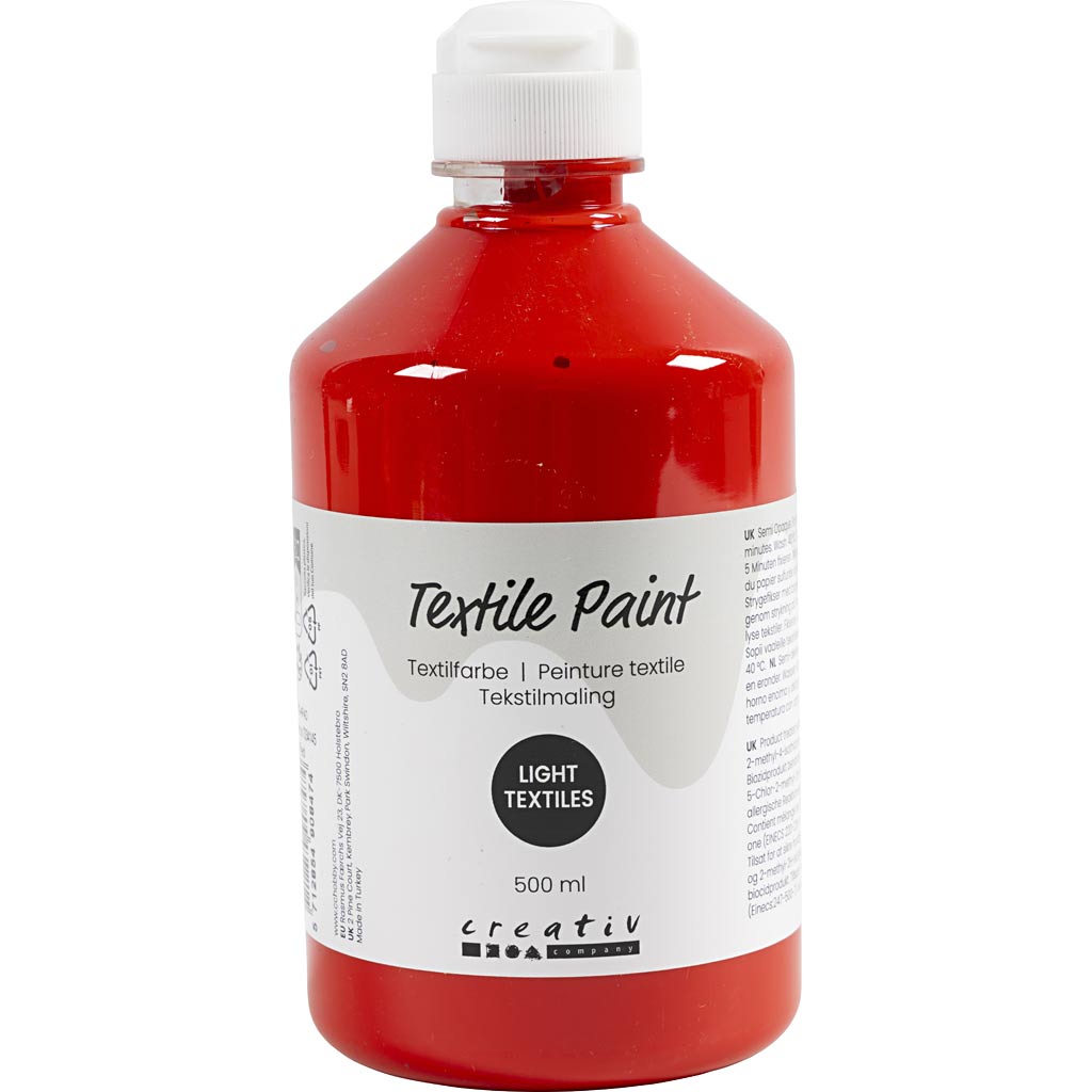 Textile Paint Semi Opaque Red 500ml