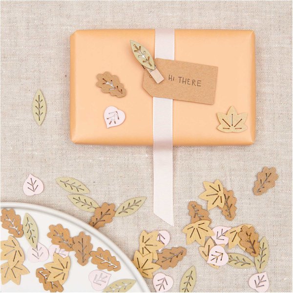 Ohhh! Lovely! Wooden litter leaves mix brown 48 pieces