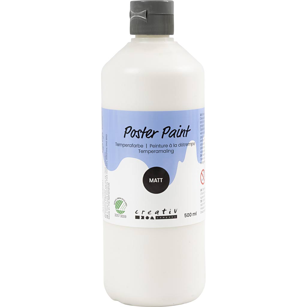 Poster Paint Matt Semi Opaque White 500ml