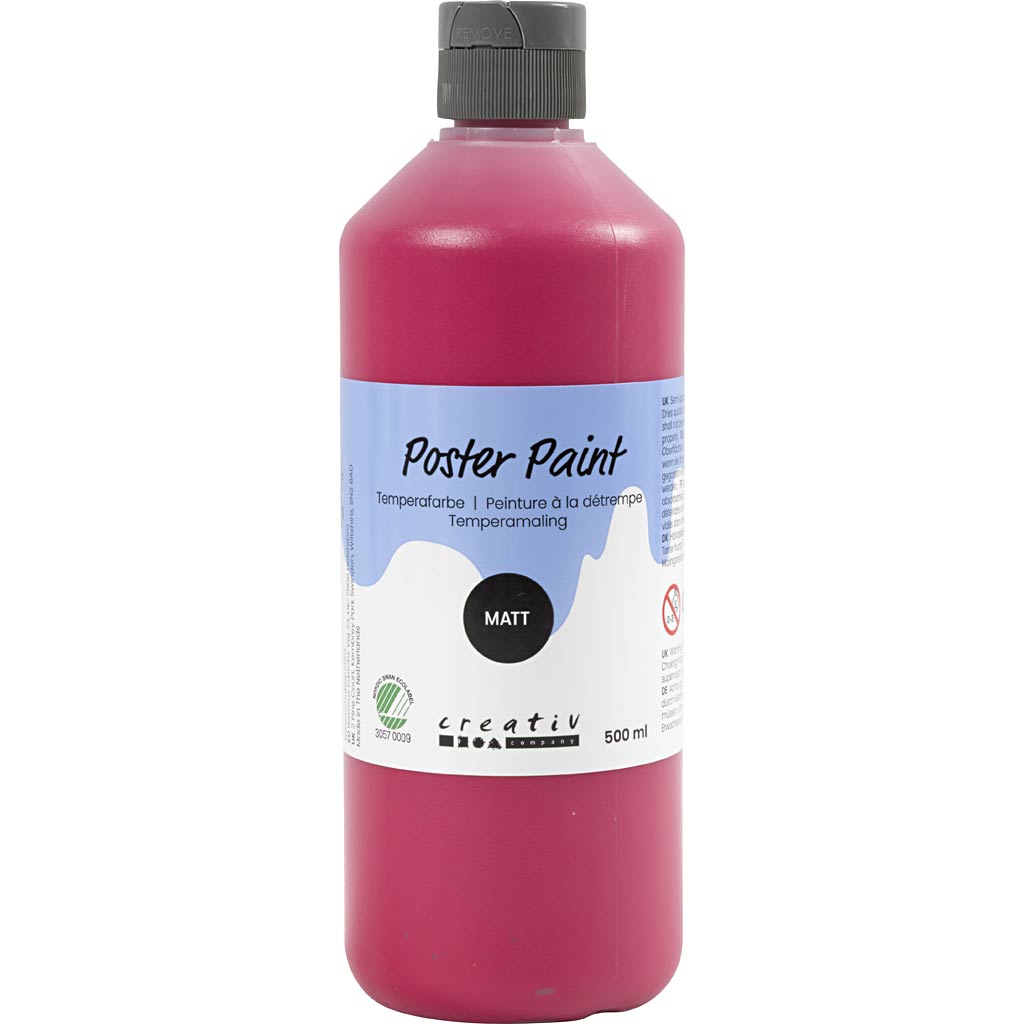 Poster Paint Matt Semi Opaque Primary Red 500ml