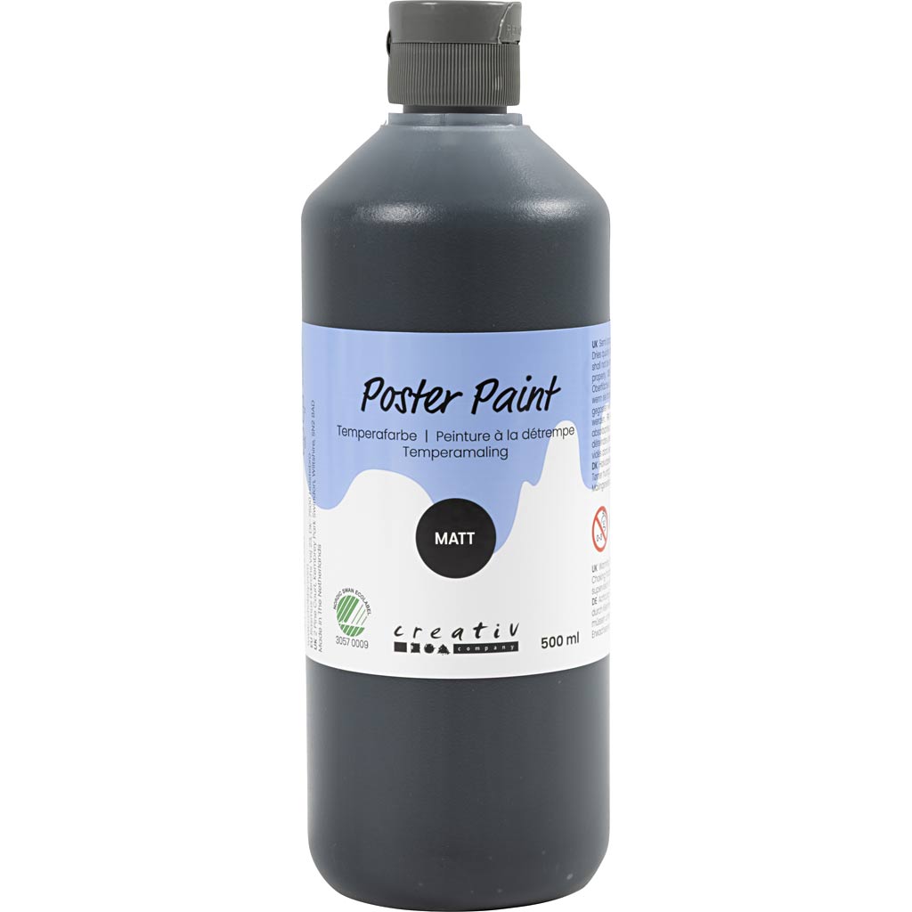 Poster Paint Matt Semi Opaque Black 500ml
