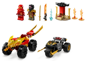 Lego Kai and Rass Car and Bike Battle