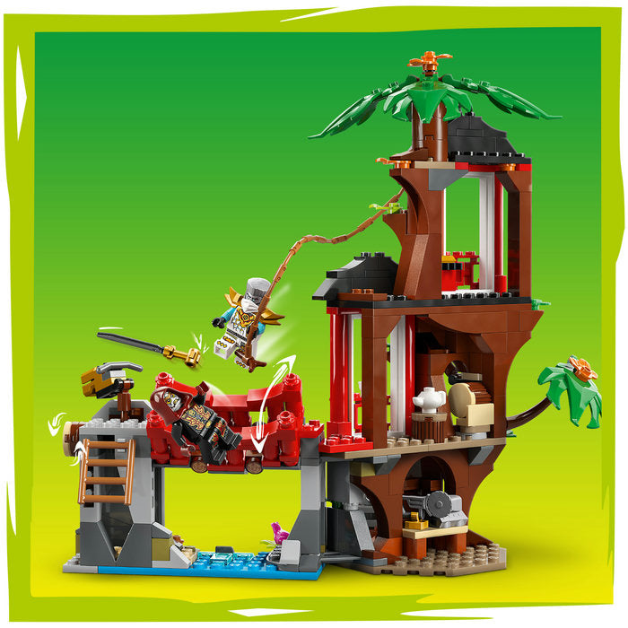 LEGO jungle temple set on a green background
